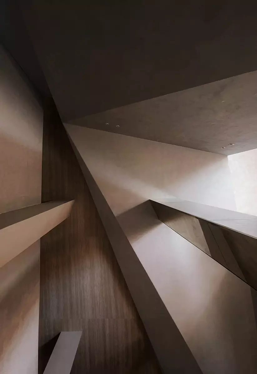 Ломаные линии и сложная геометрия в интерьере выставочного зала в Китае — проект Topway Space Design