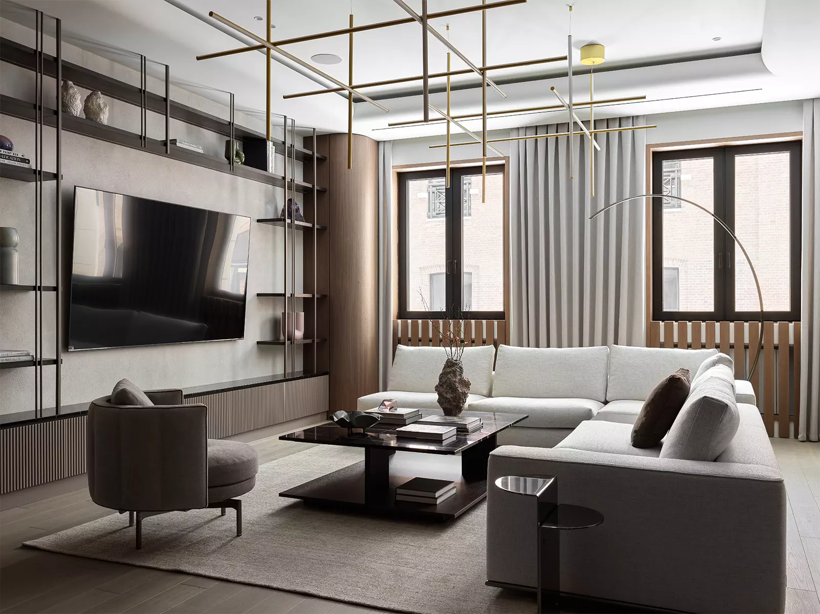 Гибкие формы и природные материалы в интерьере квартиры на Софийской набережной — проект студии Rubleva Design & Architecture