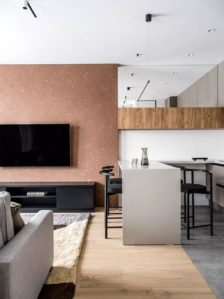 Динамичные решения в спокойном интерьере квартиры для молодого человека — проект студии ANDdesign