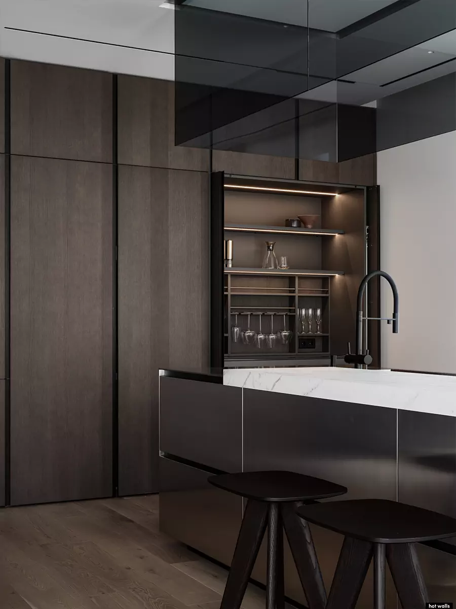 Современный микс арта и функциональности в интерьере большой квартиры — проект студии Hot Walls