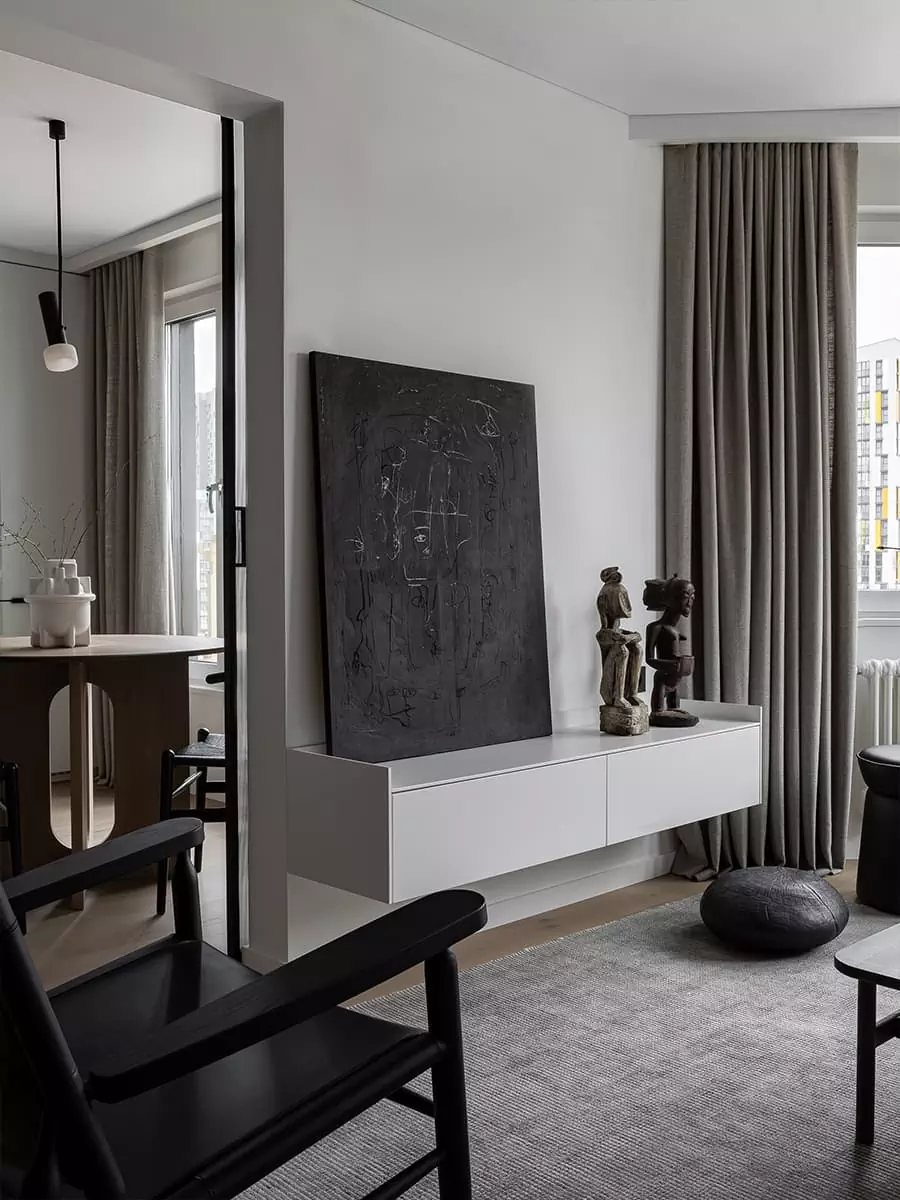 Интерьер квартиры с элементами этники и отсылкой к индонезийской культуре — проект Ольги Ибадовой