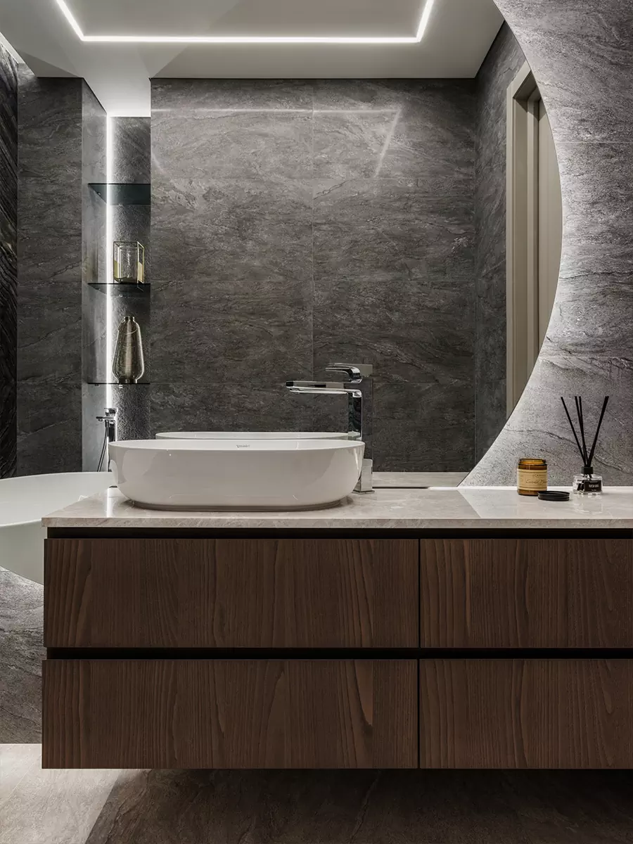 Тактильные материалы и гармоничная палитра в интерьере для взрослой пары — проект студии дизайна БЕЛЯКОВА & КАРАЯНИ