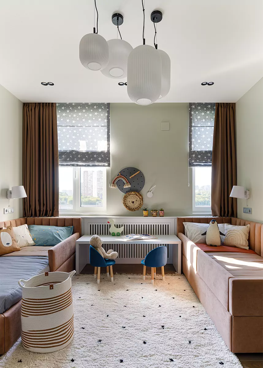 Сочетание бордового и терракотового в интерьере квартиры для большой семьи — проект дизайн-студии Полины Агафоновой