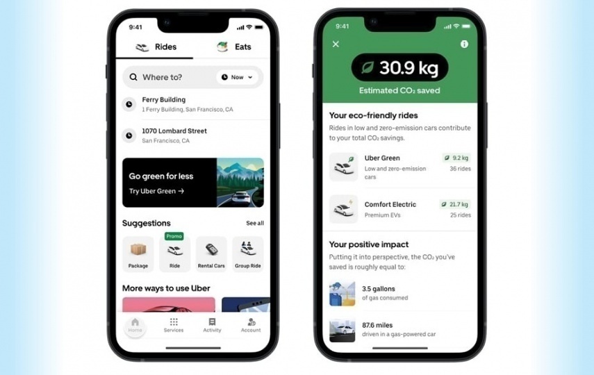 Пользователи Uber смогут узнать свой углеродный след ‎