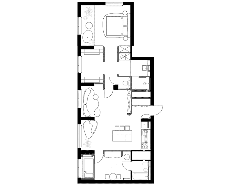 Ритмичные пилоны, зеркала и предметы собственного производства в интерьере екатеринбургской квартиры – проект студии А77