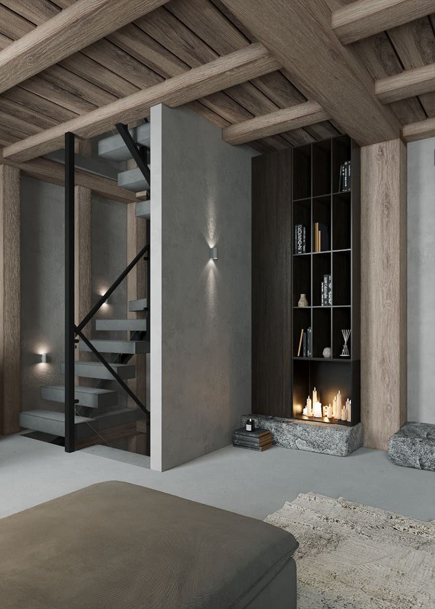 Брутальные фактуры и отсылки к модернизму в интерьере старинного парижского коттеджа — проект BRANCH STUDIO