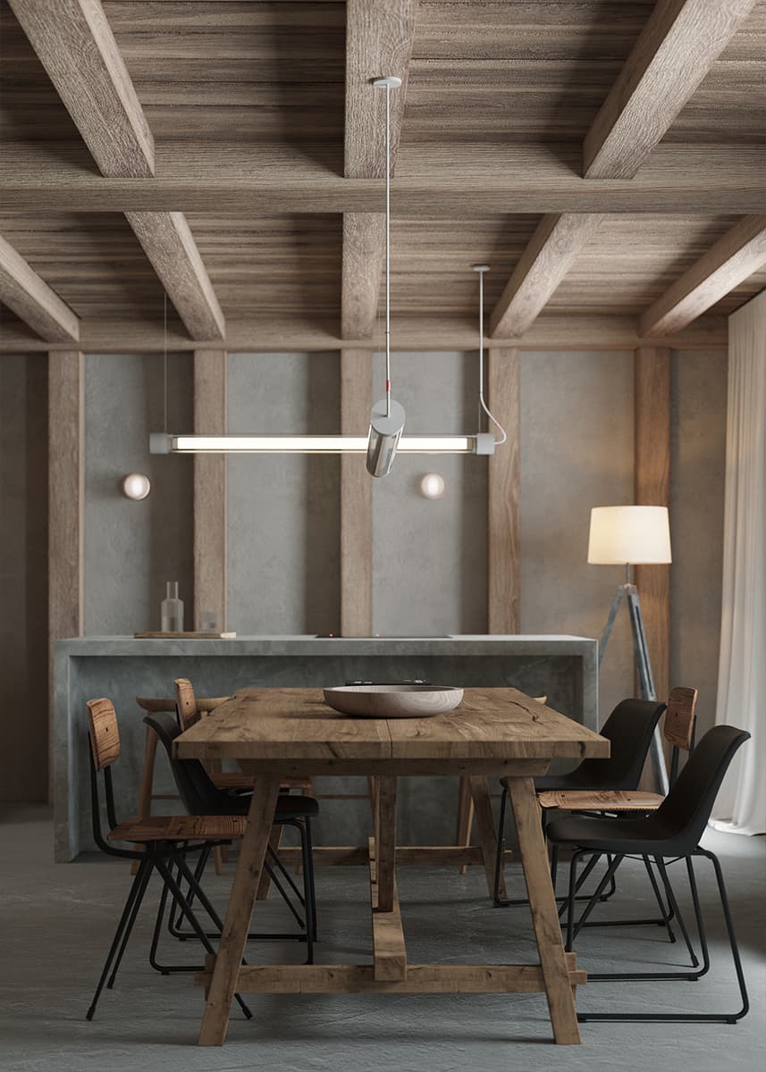 Брутальные фактуры и отсылки к модернизму в интерьере старинного парижского коттеджа — проект BRANCH STUDIO