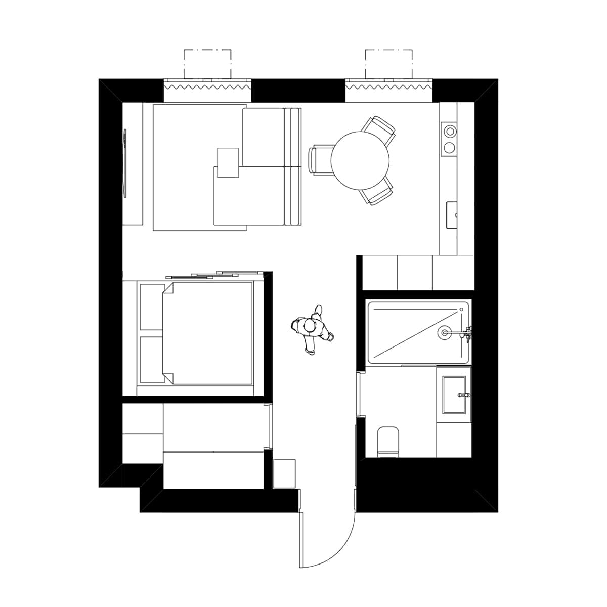Графичный интерьер квартиры для молодого бизнесмена — проект Николая Дембовского