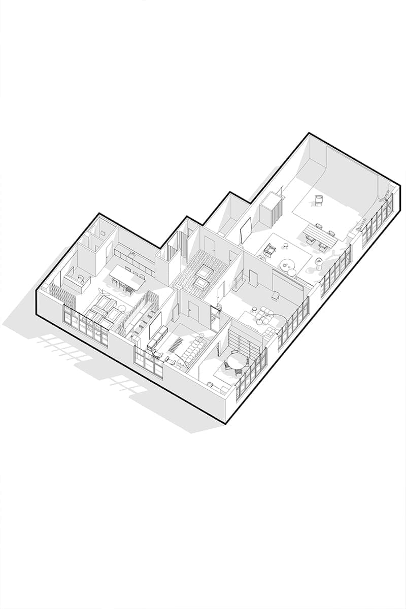 Бетонная стяжка с красным кирпичом в интерьере минской фотостудии — проект DUDES Architects