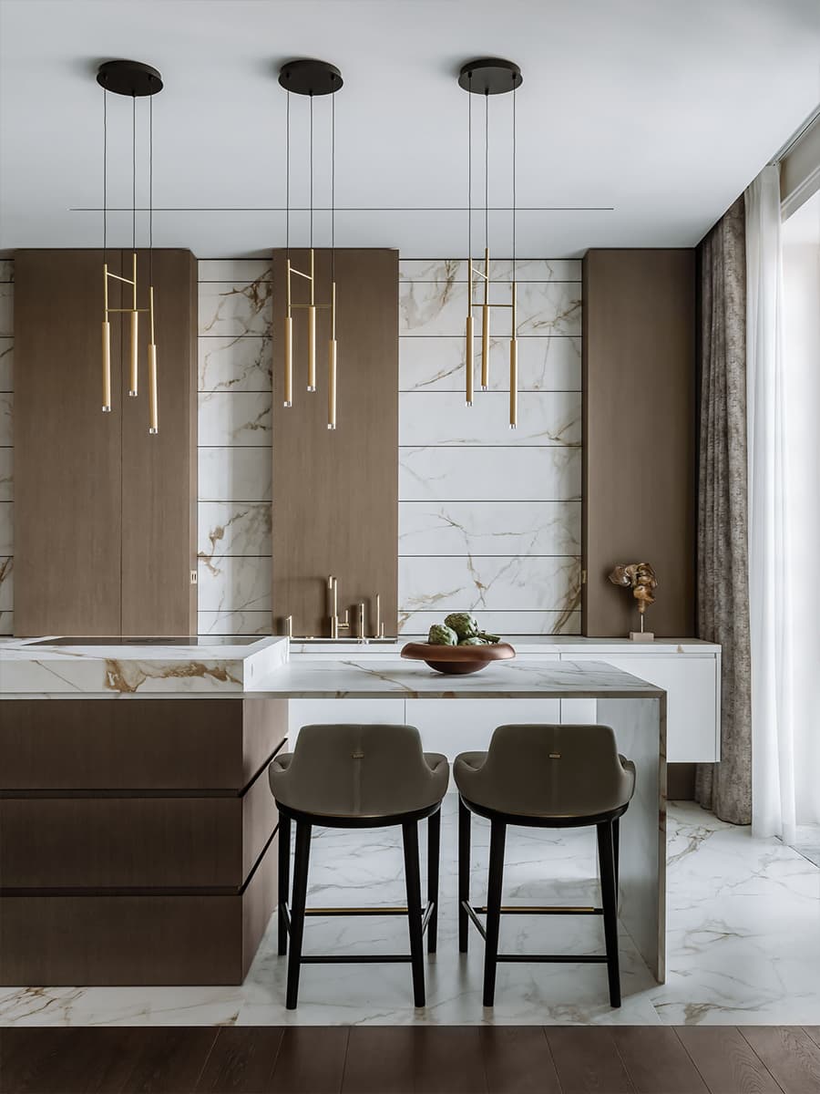 Карамельные тона в респектабельном интерьере семейной квартиры — проект студии Nashe Interiors