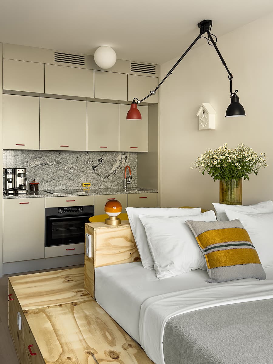 Практичный интерьер небольшой квартиры с собственным палисадником — проект дизайн-студии ANCconcept