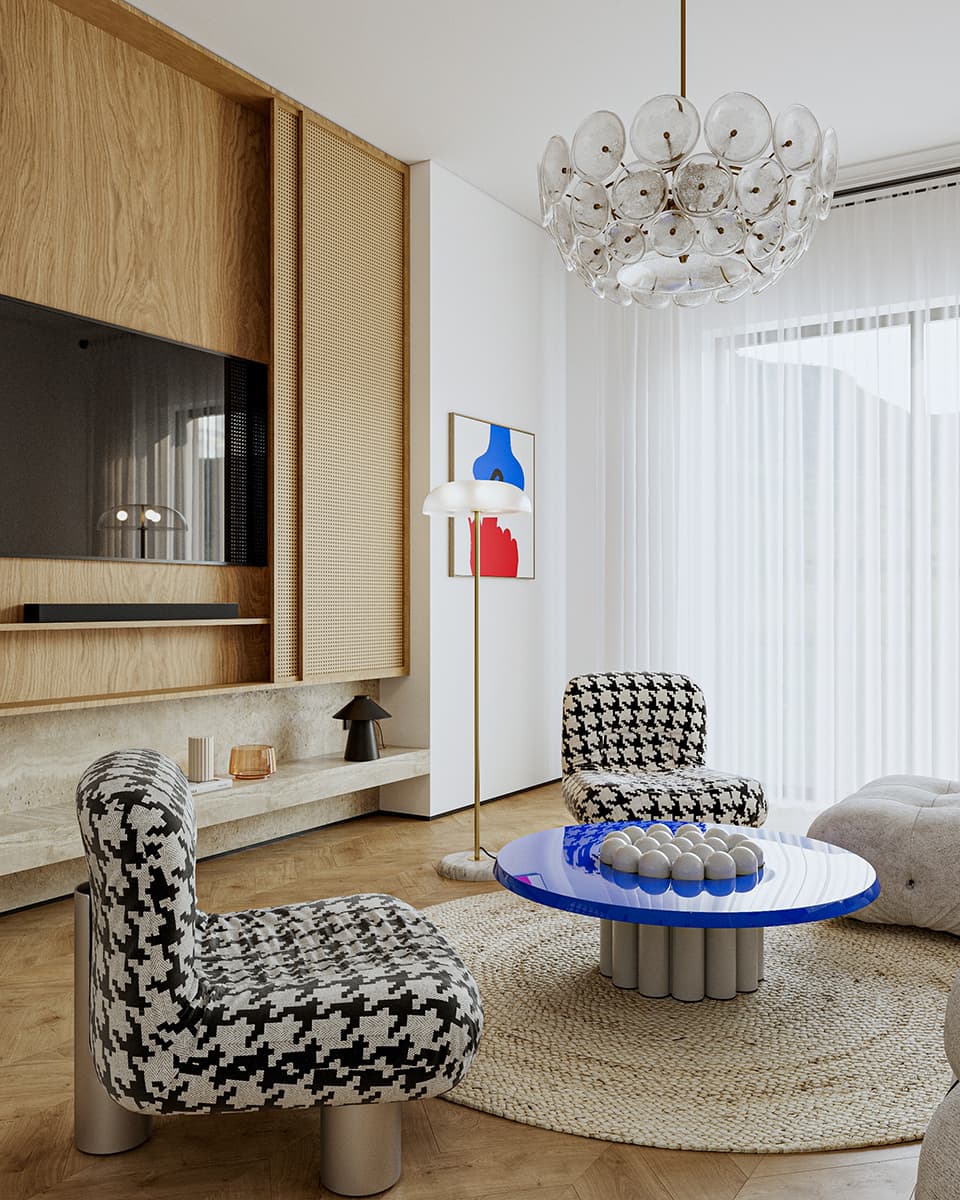 Яркие предметы искусства и черно-белые контрасты в интерьере московской квартиры — проект Zil Architects