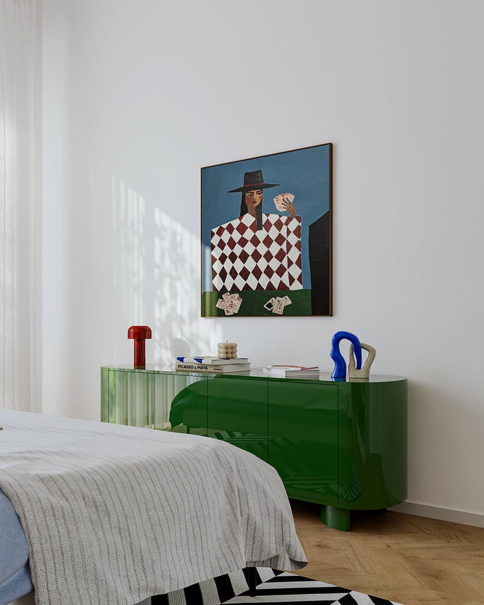 Яркие предметы искусства и черно-белые контрасты в интерьере московской квартиры — проект Zil Architects