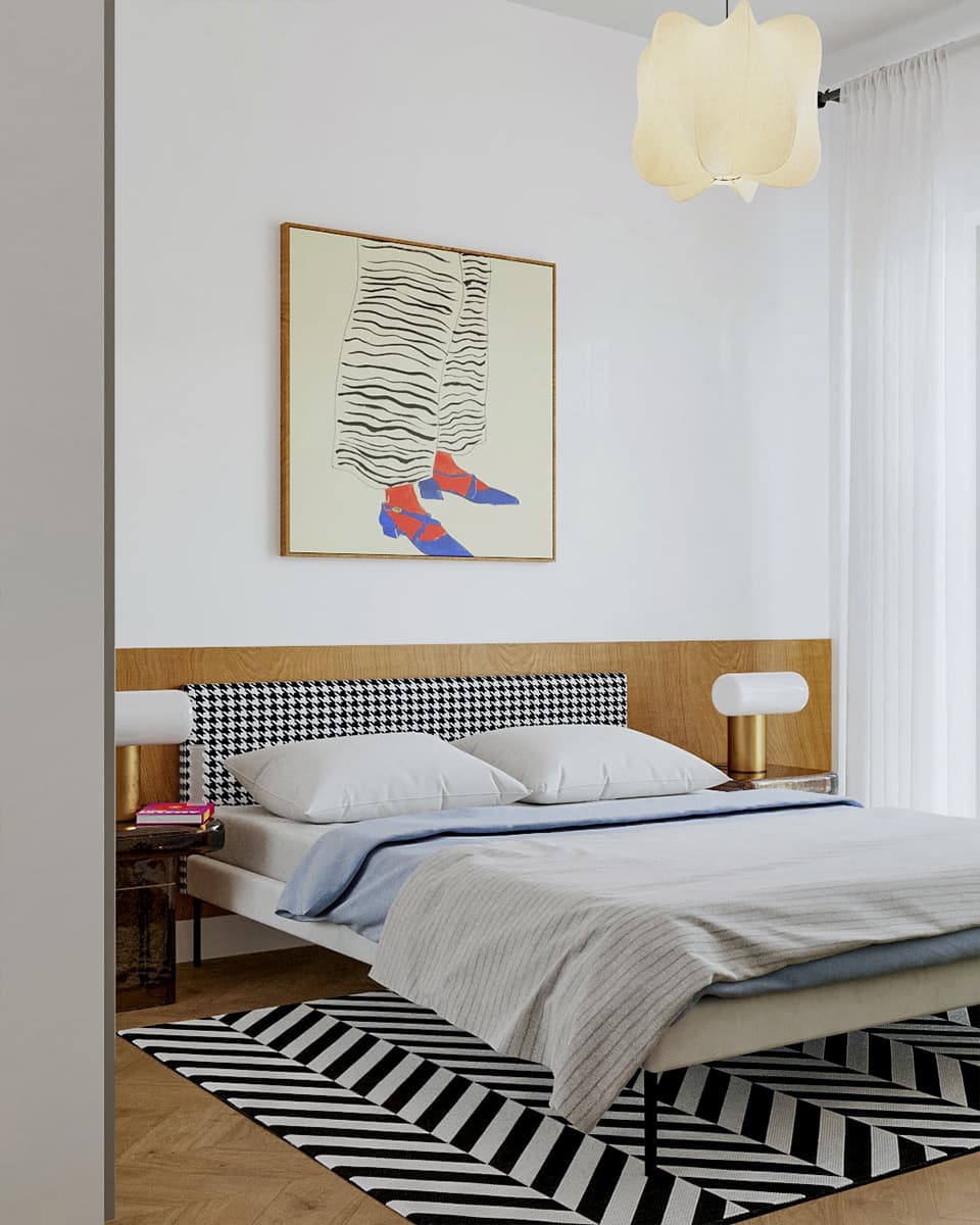 Яркие предметы искусства и черно-белые контрасты в интерьере московской квартиры — проект Zil Architects