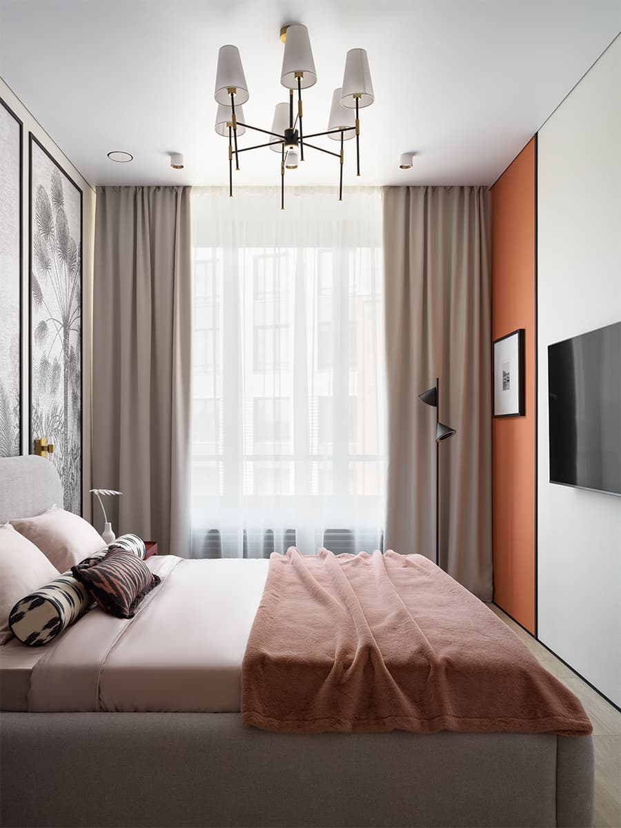 Глубокие бордовые тона в интерьере квартиры под сдачу — проект Натальи Федоровой