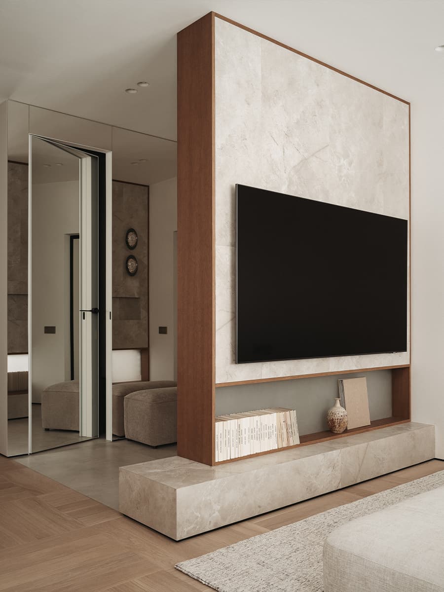 Четырехметровая пальма и лестница из стеклоблоков в интерьере австралийского шоурума — проект Ellison Studios