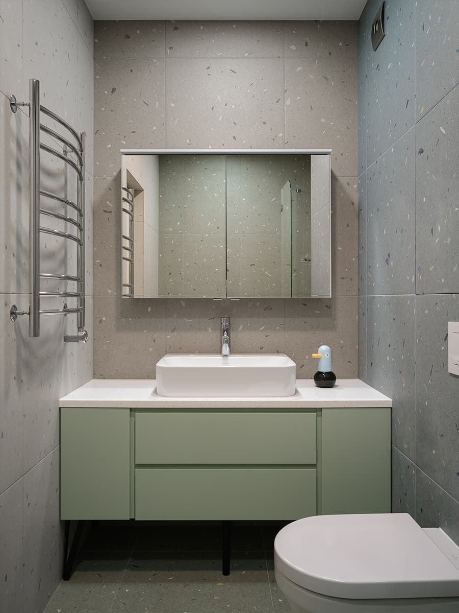 Теплые краски и скрытые хозяйственные блоки в интерьере семейной квартиры — проект Екатерины Дозорец