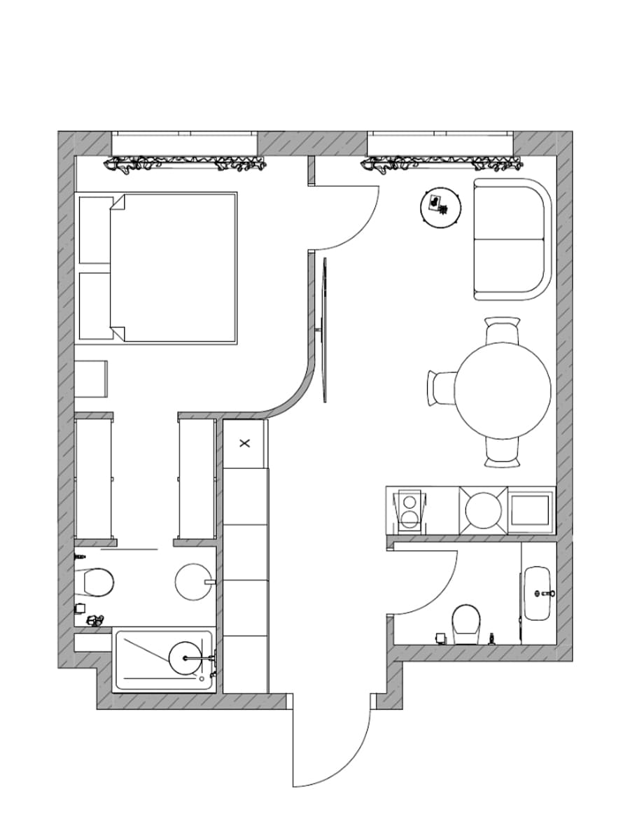 Эклектичный интерьер квартиры с контрастными акцентами — проект Александры Николаевой