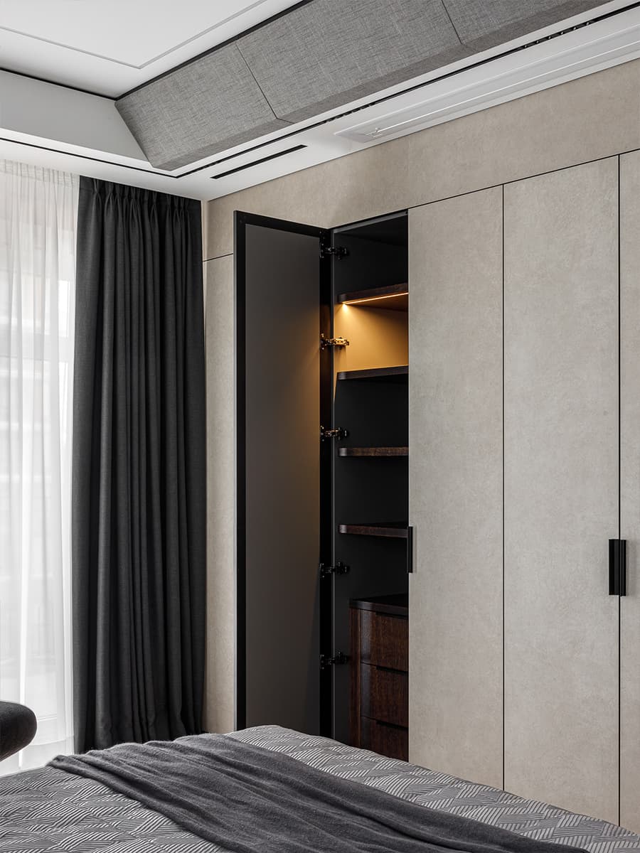 Мрамор, шпон дуба и сталь в интерьере просторной квартиры — проект Артема Кучерова