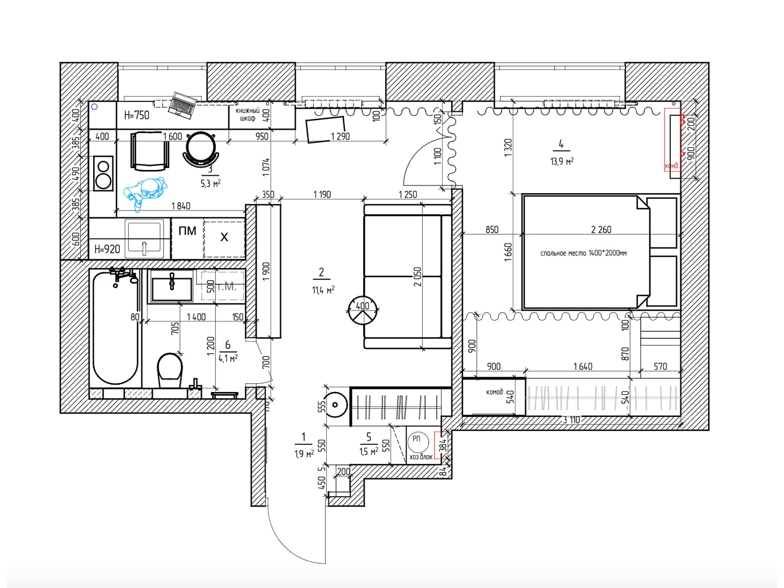 Нескучный интерьер квартиры с анфиладной планировкой – проект студии АРХИП