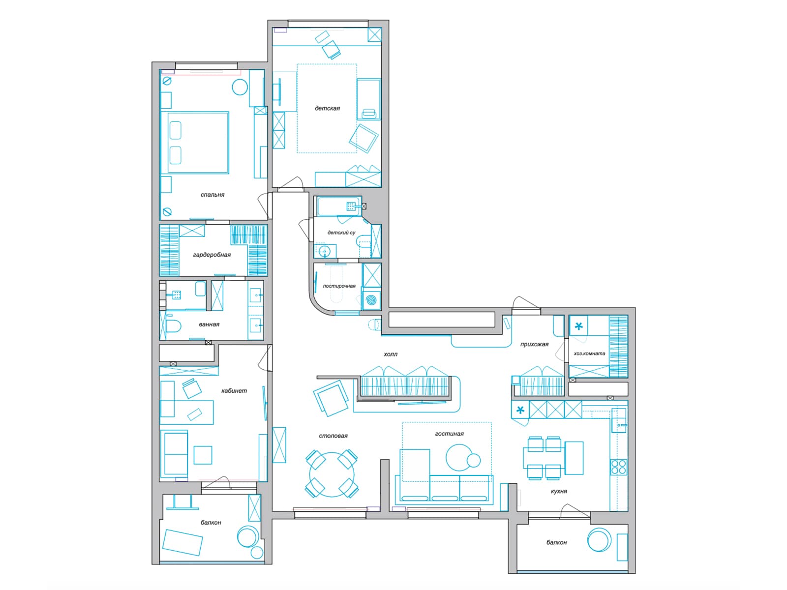 Изумрудные акценты в светлом интерьере екатеринбургской квартиры — проект студии AFFdesign