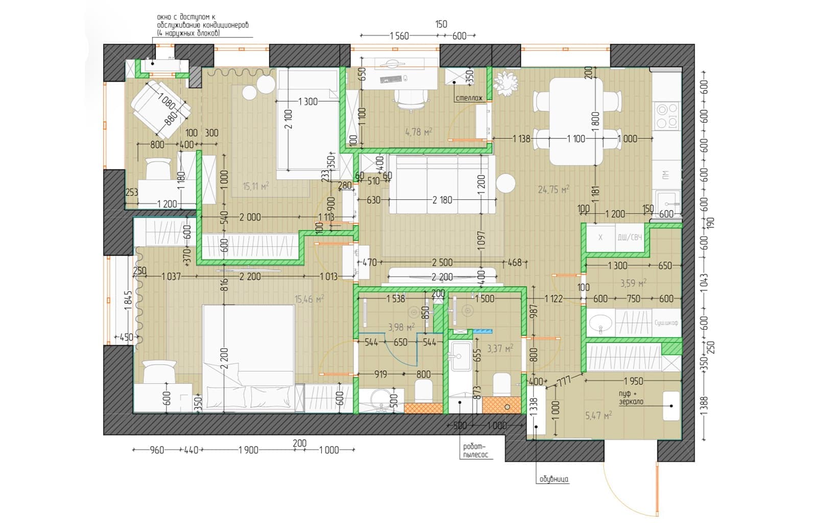 Нарядные оконные откосы в интерьере семейной квартиры — проект Ксении Степаненко