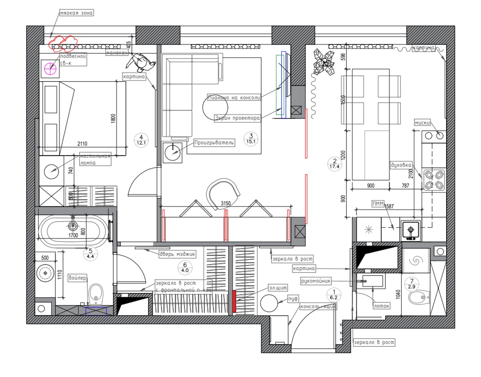 Небанальный интерьер квартиры для девушки-режиссера — проект LIGHTHOUSE INTERIORS