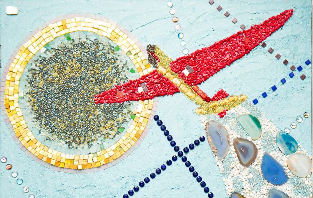 Работа с выставки «Рождественский полёт» Ольги Солдатовой в лондонской галерее SAAS