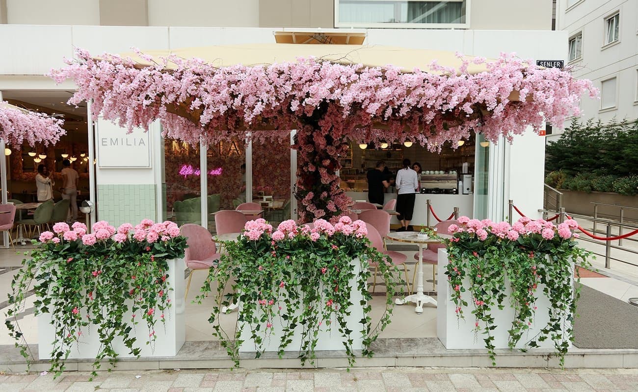 Сад глициний и роз в Emilia Cafe в Стамбуле