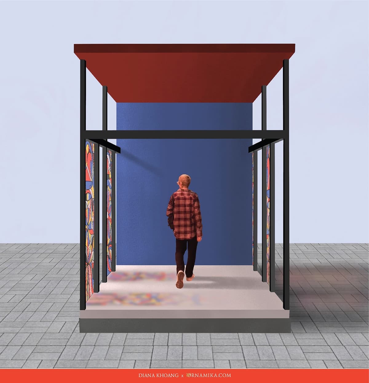 Цветное витражное остекление на основе линейного — «бесцветного» орнамента прошлого. Диана Хоанг