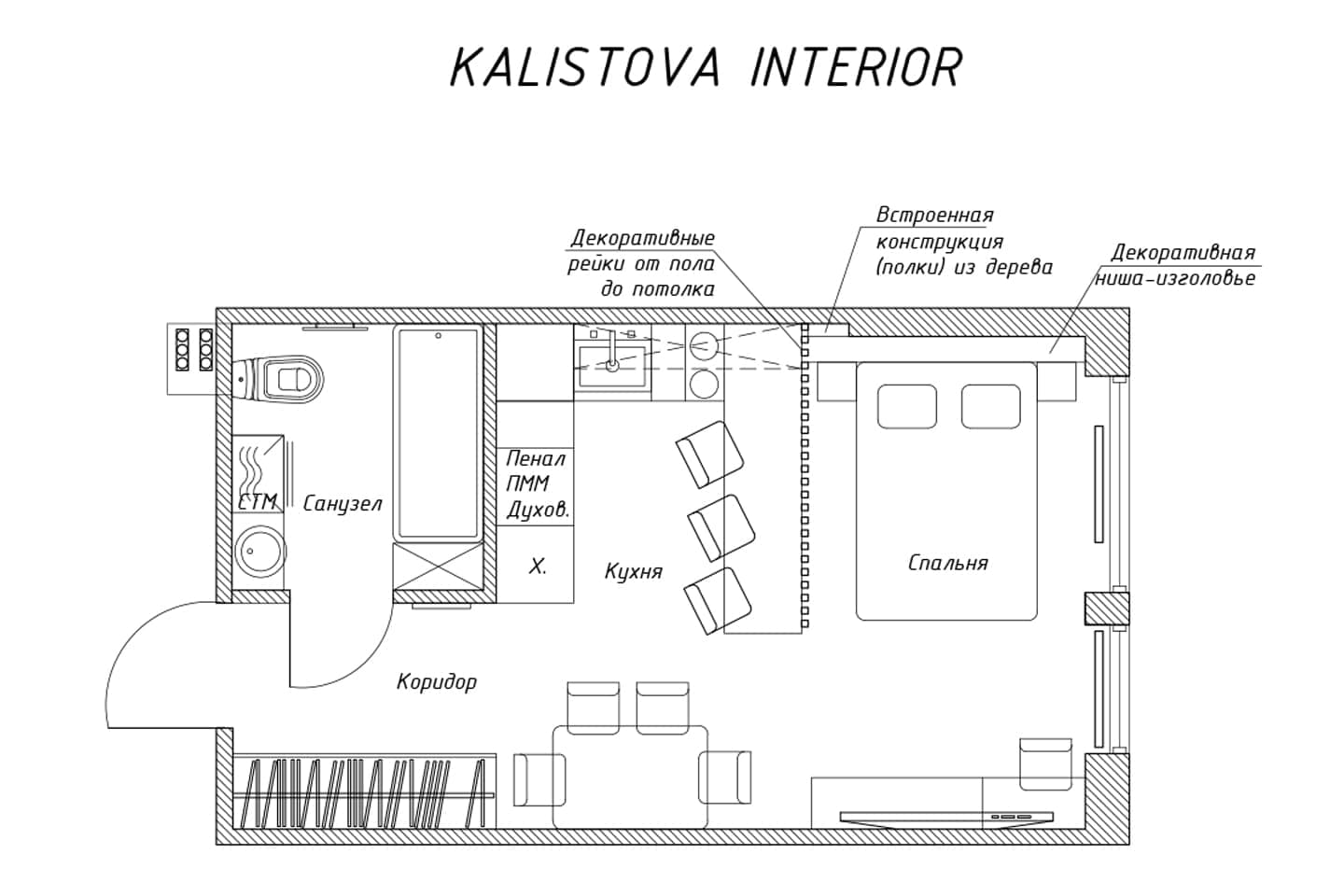 Квартира-студия с разными сценариями света – проект дизайнера Анастасии Калистовой