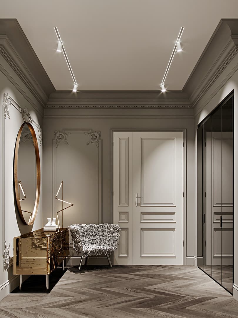 Кресло Bermelha, Edra, зеркальные двери Rimadesio. Проект Gray and Rough. Дизайн: Ab-Architects