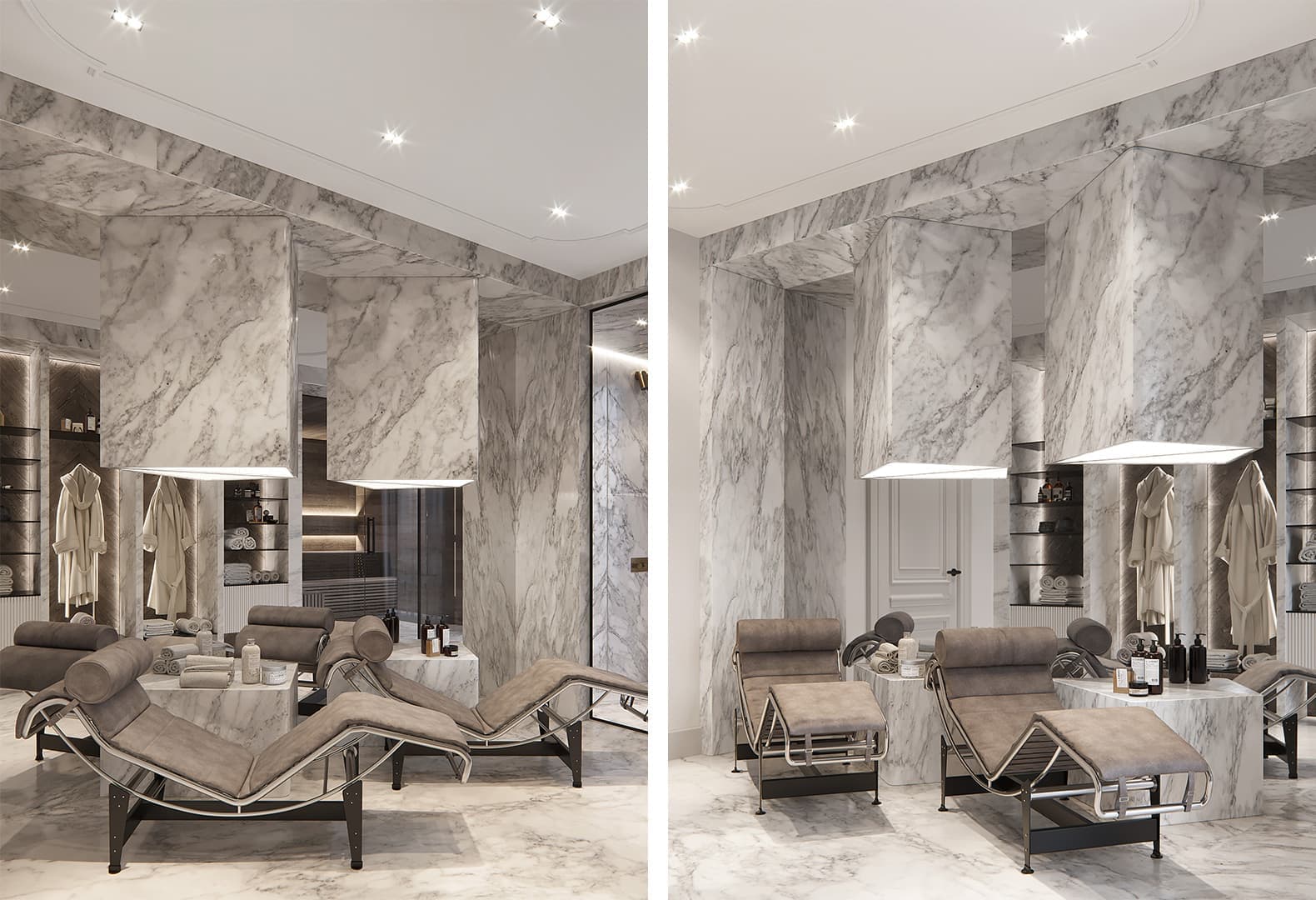 Кресла LC4, Cassina. Пентхаус Art Place. Дизайн: Ab-architects