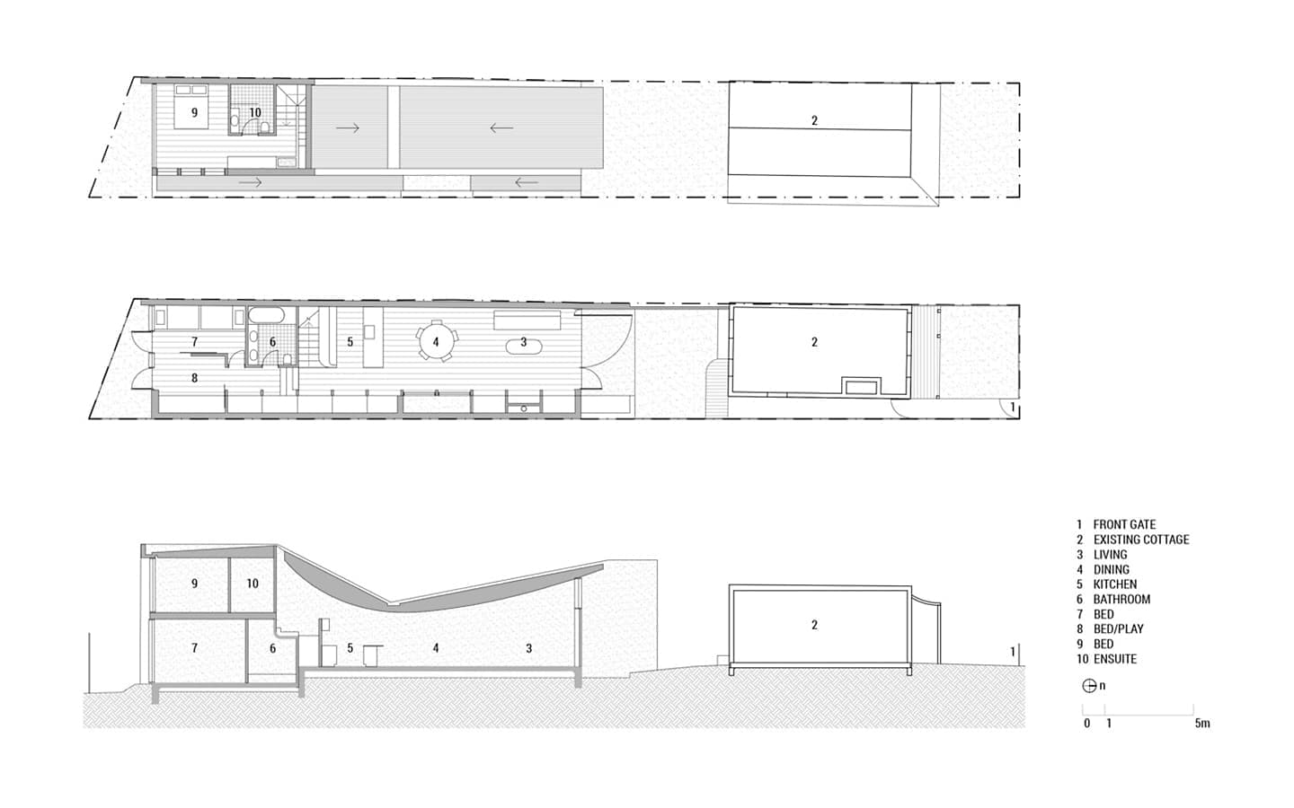 Светлый коттедж с ассиметричным потолком – проект австралийского дизайн-бюро Foomann Architects