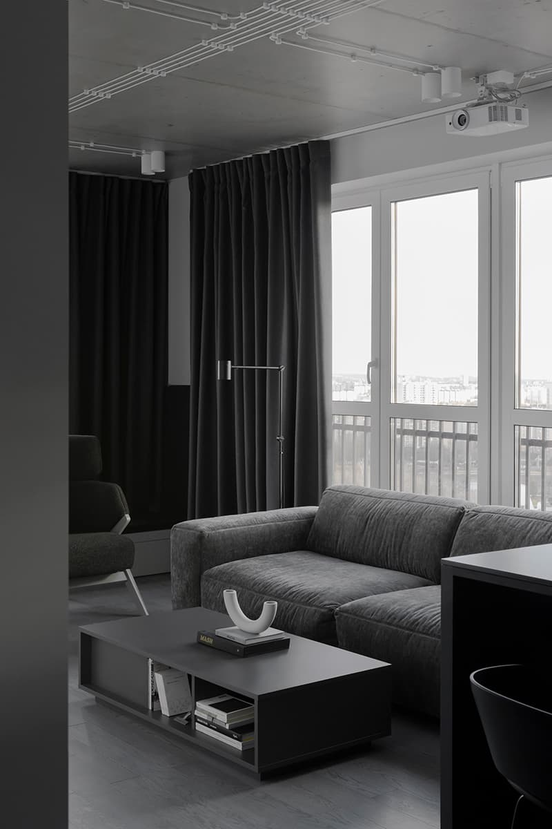 Монохромная квартира в черно-белых тонах — проект KONONOV Studio
