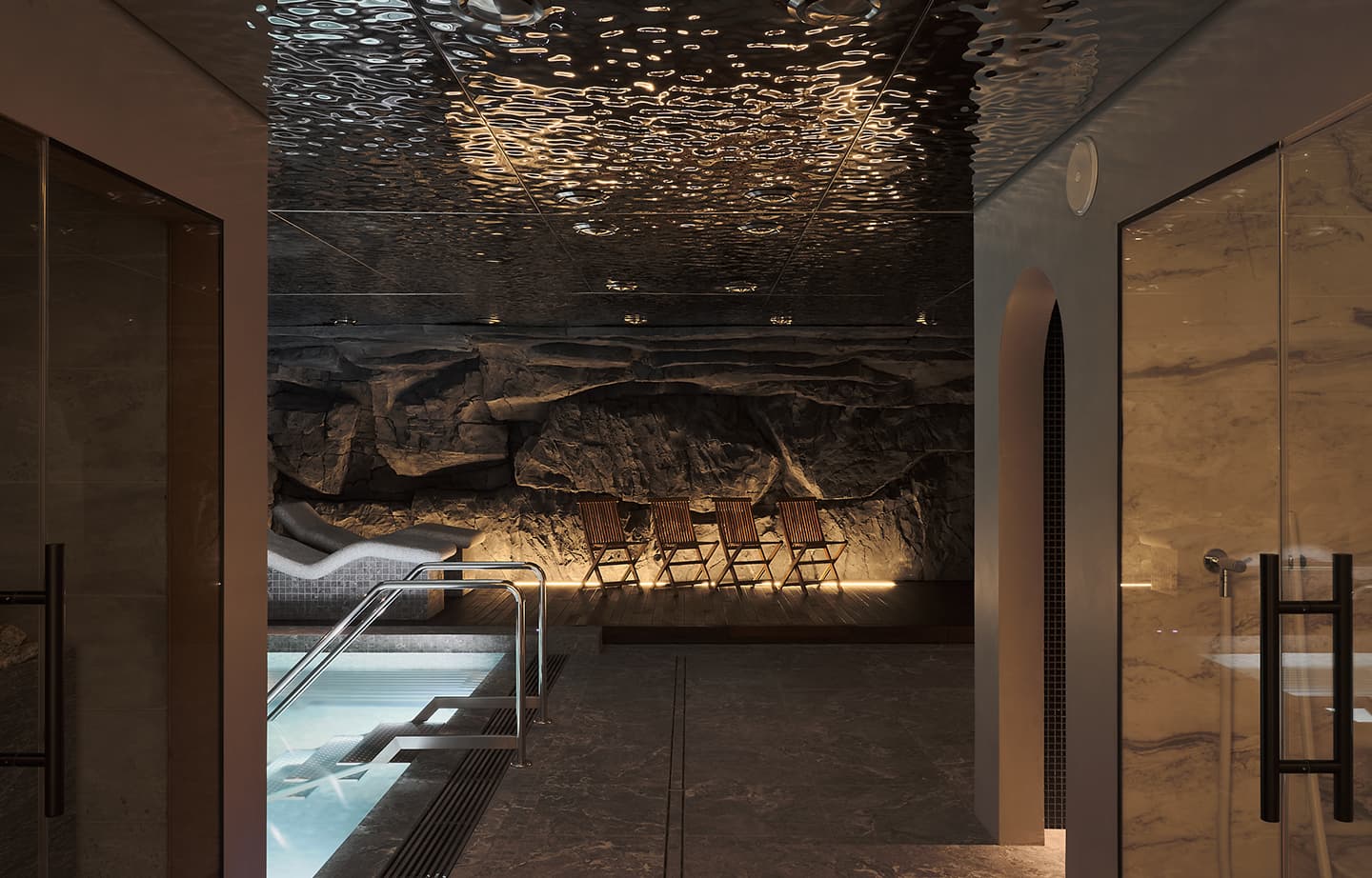 Интерьер подземного SPA-центра, вдохновленный горным озером – проект Levkovich Architects