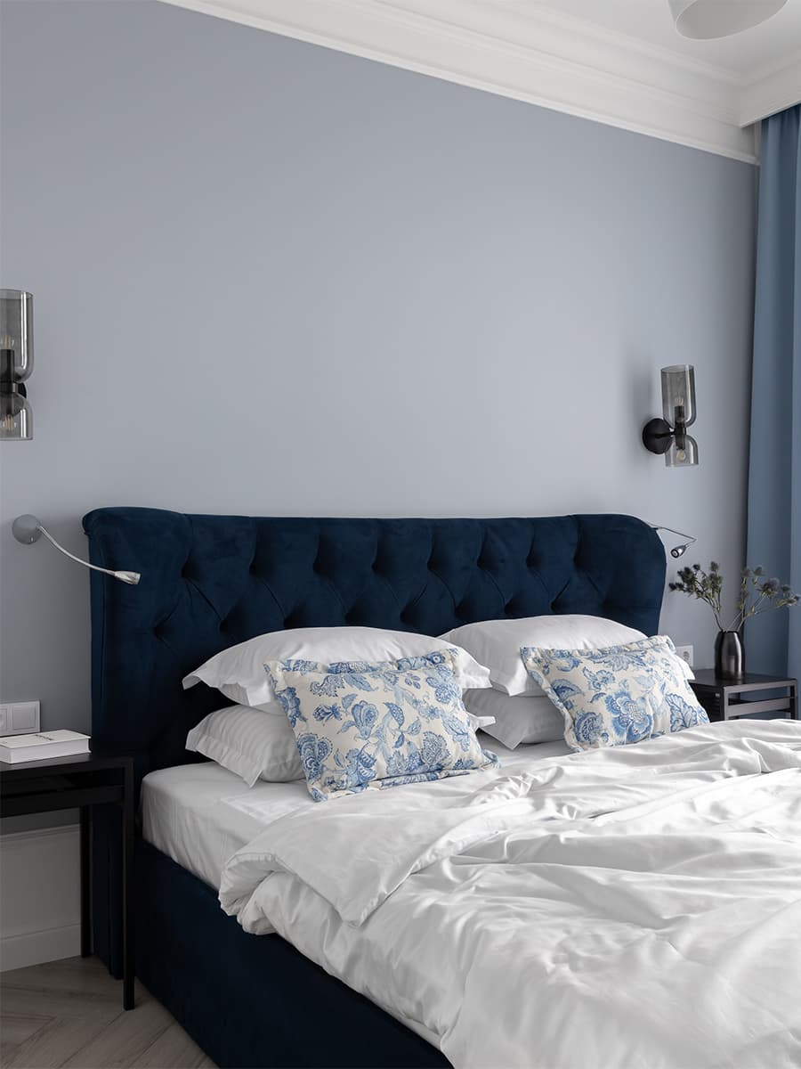 Холодные тона и эклектичная мебель в интерьере семейной квартиры – проект Яны Петровой