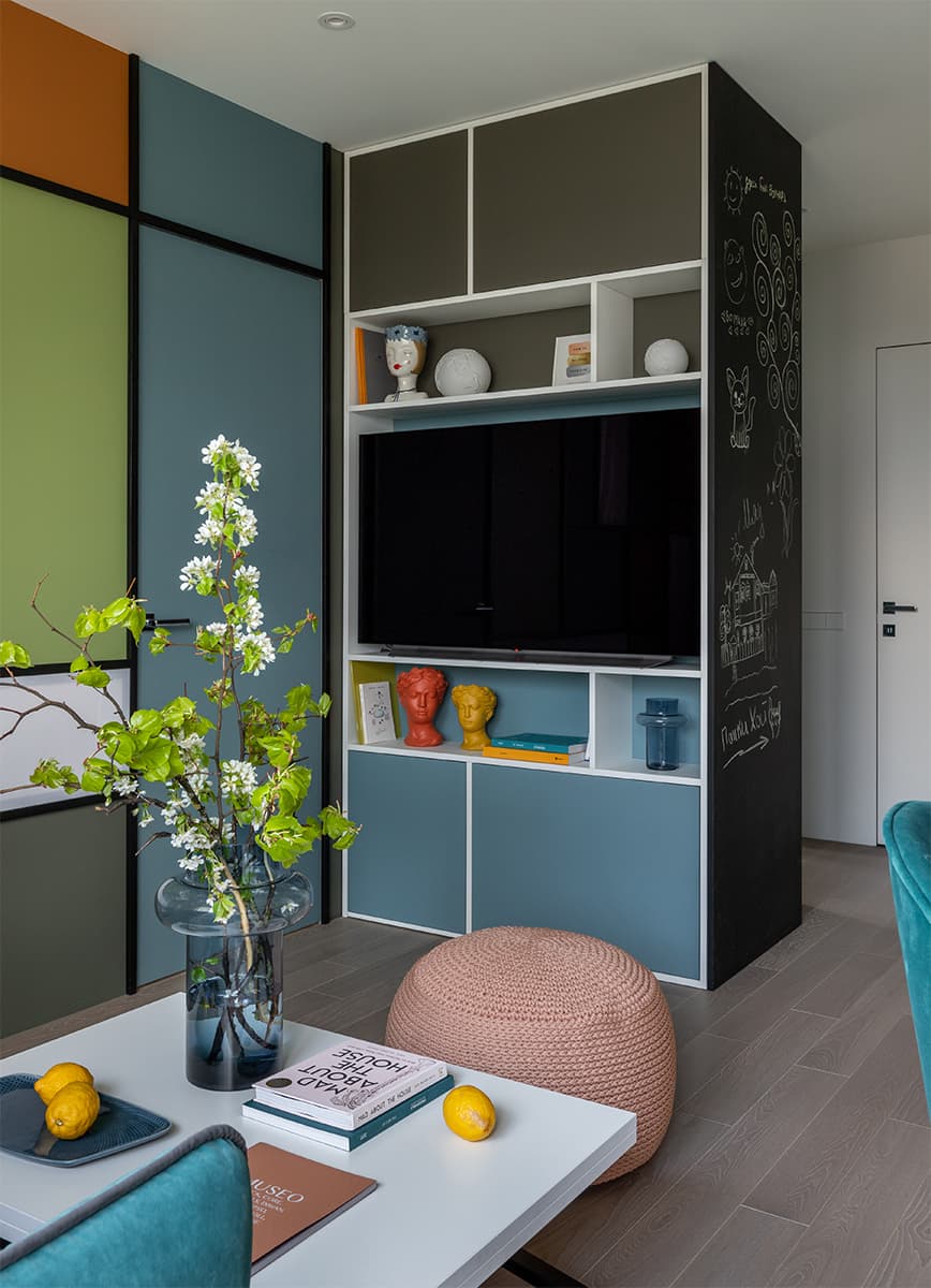 Творческий интерьер, вдохновленный работами Пита Мондриана – проект Ксении Мицкевич