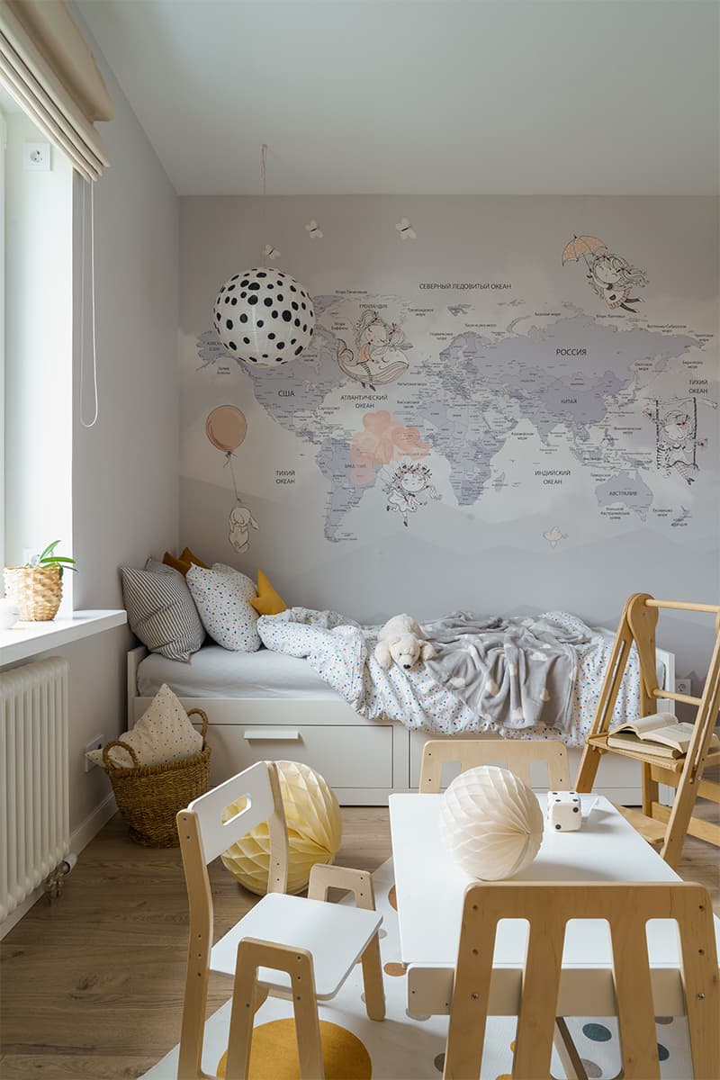 Эклектичный интерьер в технике color blocking для семьи с маленькой дочкой – проект Любови Уткиной