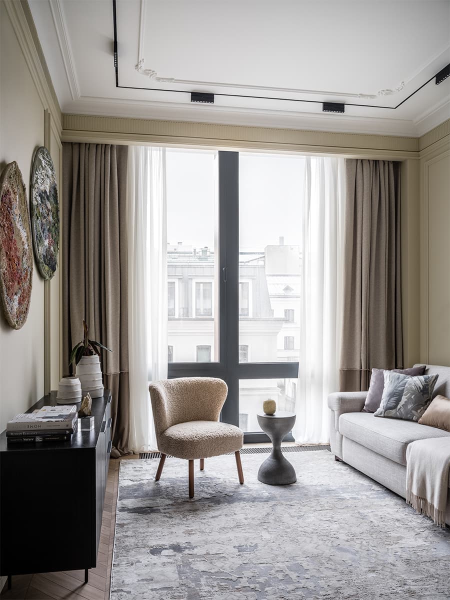 Интерьер квартиры для отдыха в классическом стиле – проект Дарьи Сабитовой