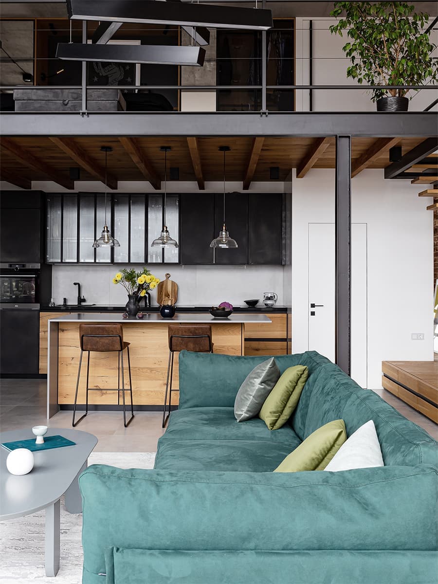 Уютный интерьер двухуровневой квартиры в стиле лофт — проект LOFT APARTMENT от ZROBIM architects