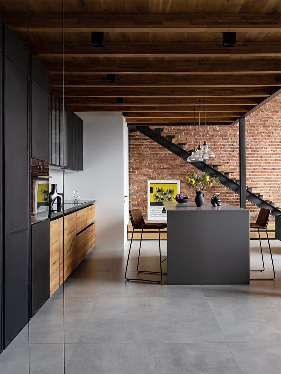 Уютный интерьер двухуровневой квартиры в стиле лофт — проект LOFT APARTMENT от ZROBIM architects