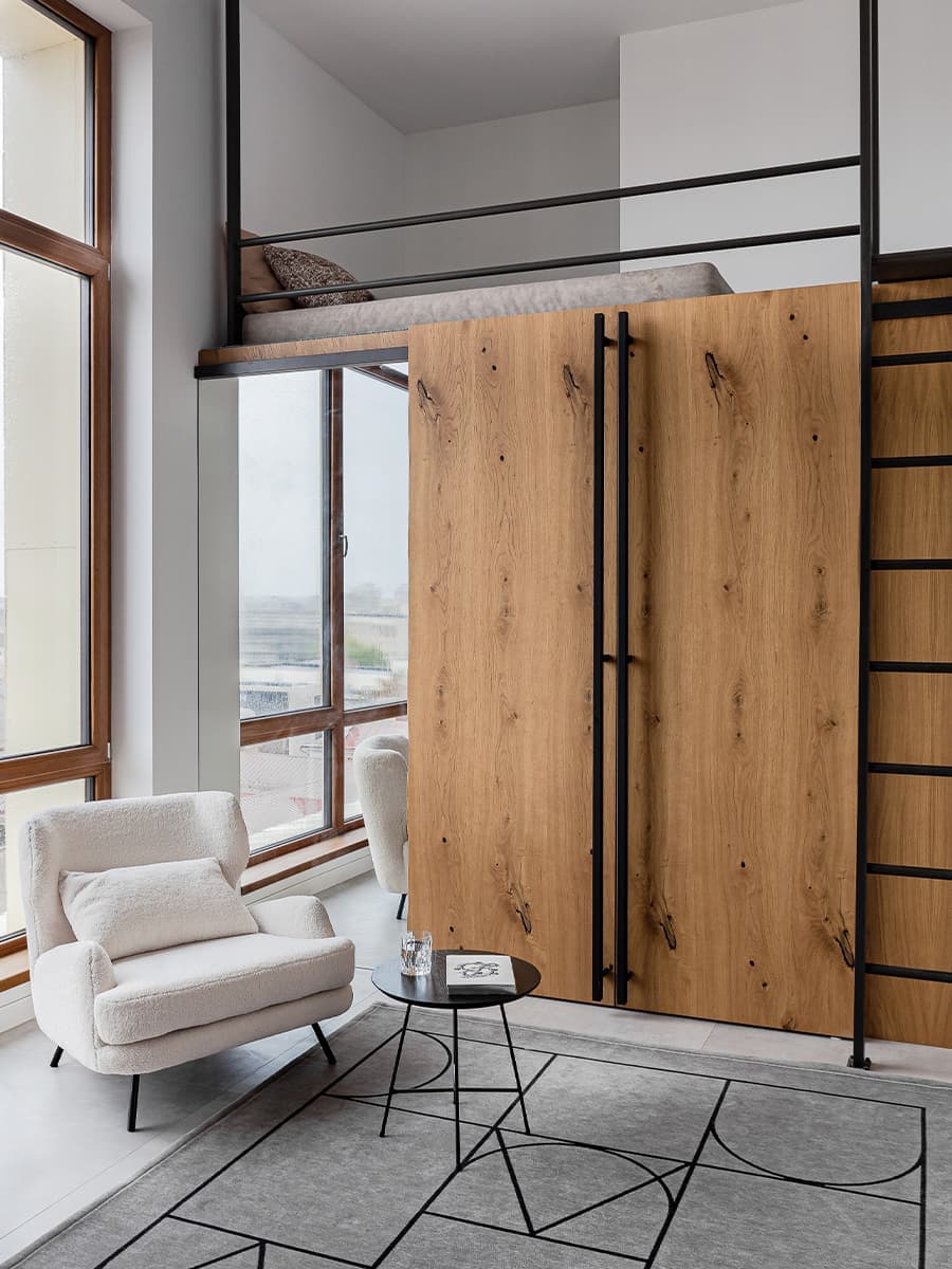 Уютный интерьер двухуровневой квартиры в стиле лофт — проект LOFT APARTMENT от ZROBIM architects