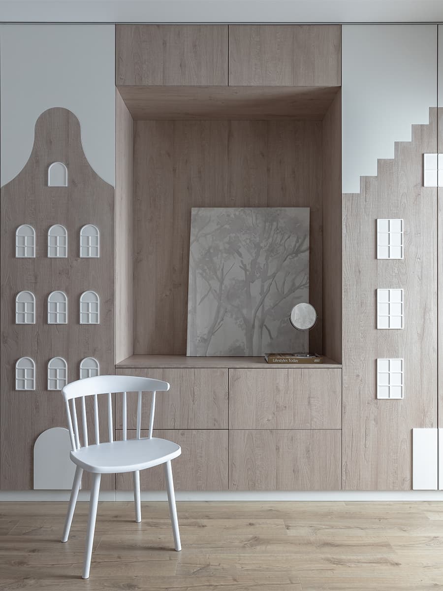 Интерьер семейной квартиры со сказочной детской спальней — проект Дарьи Исаевой