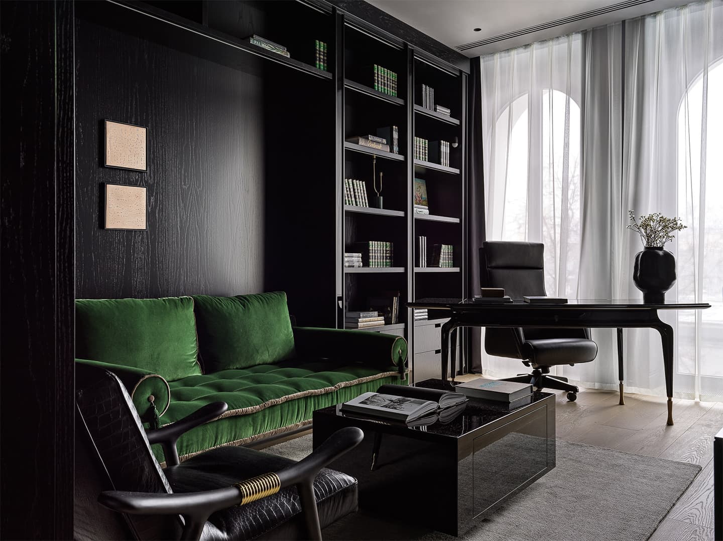 Монохромный интерьер с брутальными фактурами и нестандартными решениями — проект дизайн-бюро BELLARDO