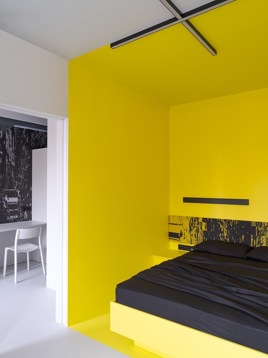 Футуристичный интерьер с глитч-эффектом, яркими спальнями и элементами авангарда— проект UR Bureau