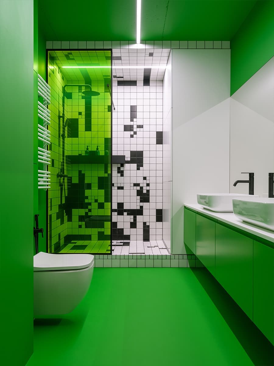 Футуристичный интерьер с глитч-эффектом, яркими спальнями и элементами авангарда— проект UR Bureau