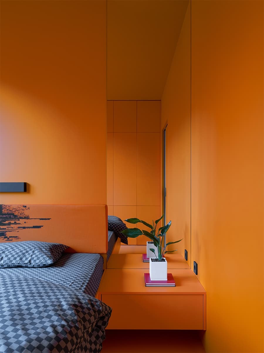 Футуристичный интерьер с глитч-эффектом, яркими спальнями и элементами авангарда— проект UR Bureau