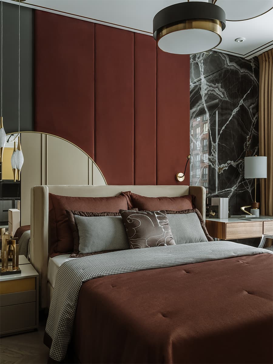 Микс теплых оттенков и фактурной древесины в интерьере квартиры для супругов — проект Инны Азорской